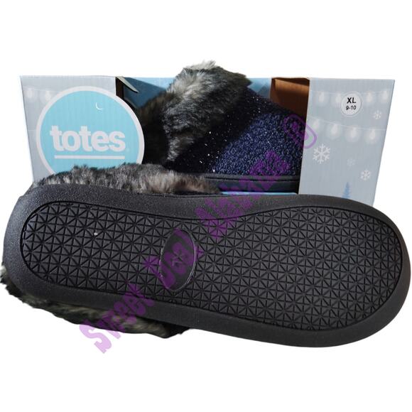 Totes Women's Cozy Memory Foam Slippers, Size XL (9-10) , Navy Blue #35109 - Picture 3 of 7